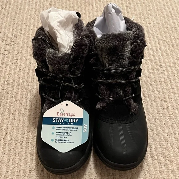 NIB BareTraps Black Fur-Lined Winter Boots Size 7.5 - Picture 3 of 4